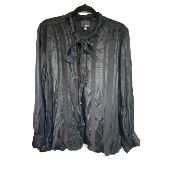 Greylin Womens button Down Chasing Shadows Black stripe size L - Picture 2 of 4